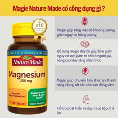 Viên uống bổ sung Magie Nature Made Magnesium 250mg- 400mg 180v