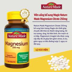 Viên uống bổ sung Magie Nature Made Magnesium 250mg- 400mg 180v