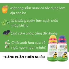 Siro ho ong tiêu đờm Zarbee's Cough Syrup + Mucus ngày và đêm 118ml của Mỹ