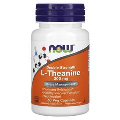 Viên uống giảm stress Now L-Theanine 200mg - Bổ não, thư giãn tinh thần, giảm lo âu, không gây buồn ngủ, 60 viên