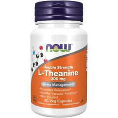Viên uống giảm stress Now L-Theanine 200mg - Bổ não, thư giãn tinh thần, giảm lo âu, không gây buồn ngủ, 60 viên