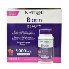 Viên ngậm hương dâu Natrol Biotin Beauty Extra
