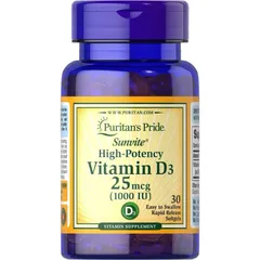 Viên Uống Bổ Sung Vitamin D3 Puritan's Pride 25mcg - 50mcg - Cải Thiện Hệ Miễn Dịch, Hỗ Trợ Hấp Thu Canxi - 100 Viên Softgel Mỹ