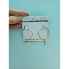 Bông / khuyên tai bạc mạ vàng 18k đính đá Argento Vivo