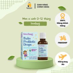 Giọt Probiotics Hữu Cơ LoveBug 10ml - Hỗ Trợ Tiêu Hóa Cho Trẻ Sơ Sinh, Giảm Đau Bụng, Táo Bón, Dành Cho Trẻ 0-24 Tháng