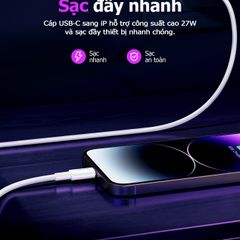 Dây Cáp Sạc Hoco THM206 Type C - USB-C 60W Và IP 27W Dài 1M - Sạc Nhanh Cho Điện Thoại Và Thiết Bị Điện Tử