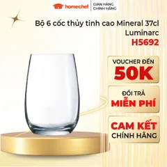 Bộ 6 Cốc Thủy Tinh Luminarc Acoroc Mineral 370ml - Sang Trọng, An Toàn Khỏe Mạnh, Phù Hợp Máy Rửa Bát và Lò Vi Sóng