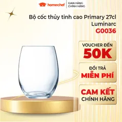Bộ 6 cốc thủy tinh cao cấp C&S Primary 27cl - Ly uống rượu vang, trà, nhập khẩu Pháp - Dễ dàng vệ sinh, chống bám màu