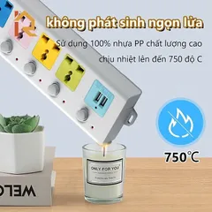 Ổ Điện Đa Năng Con Voi 4 Ổ Cắm & 2 Cổng USB Sạc Nhanh Dây Dài 2m - Thiết Kế Đáng Yêu, Chất Liệu Chống Cháy, An Toàn cho Gia Đình
