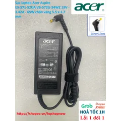 [Sạc zin] Sạc laptop Acer Aspire E5-571-52UA V3-572G-54WZ 19V - 3.42A - 65W chân vàng 5.5 x 1.7 mm PHỤ KIỆN LAPTOP