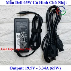 Sạc Laptop Dell Oval 19.5V 3.34A 65W chân kim nhỏ 4.5*3.0mm DELL XPS 13 9360 9350 9343 9333 9365 (Dell Ovan 65w) PHỤ KIỆ