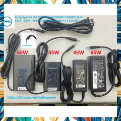 [Sạc zin]Sạc laptop Dell XPS 13 9360 P54G P54G001 P54G002 19.5V - 2.31A - 3.34A - 45W - 65W Chân kim nhỏ 4.5 x 3.0 mm PH