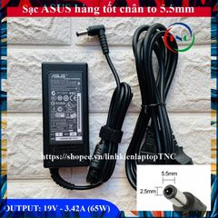 Sạc Laptop Asus Chân To 65W 19V 3.42A - Adapter Chính Hãng, Phụ Kiện Laptop Đen Bảo Hành 12 Tháng