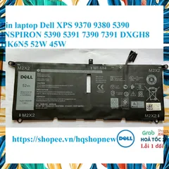 Pin laptop Dell XPS 9370 9380 5390 INSPIRON 5390 5391 7390 7391 DXGH8 HK6N5 52W 45W PHỤ KIỆN LAPTOP