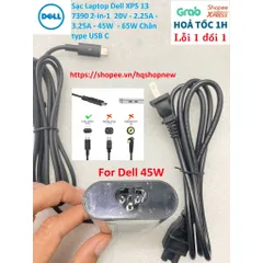 [Sạc zin] Sạc Laptop Dell XPS 13 7390 2-in-1  20V - 2.25A - 3.25A - 45W  - 65W Chân type USB C PHỤ KIỆN LAPTOP