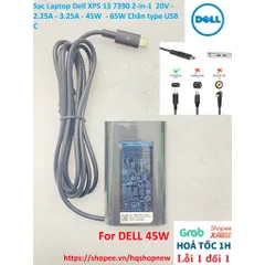 [Sạc zin] Sạc Laptop Dell XPS 13 7390 2-in-1  20V - 2.25A - 3.25A - 45W  - 65W Chân type USB C PHỤ KIỆN LAPTOP