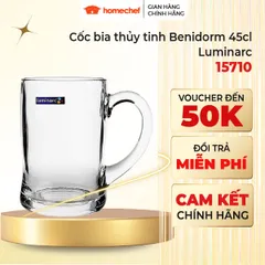 Bộ 6 cốc bia Luminarc Benidorm 450ml có quai - Thủy tinh cường lực dày dặn, chống bám bẩn, an toàn cho sức khỏe