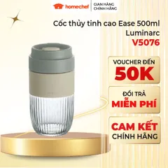 Cốc thủy tinh Luminarc Ease 500ml màu xám - Chống tràn, chịu nhiệt, dễ mang theo, nắp kín tiện lợi