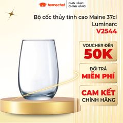 Bộ 6 Cốc Thủy Tinh Luminarc Maine V2544 370ml - Sang Trọng, Chịu Nhiệt, Dùng Cho Máy Rửa Bát, Hàng Chính Hãng Pháp