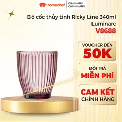 Bộ 6 Cốc Thủy Tinh Luminarc Ricky Line V8688 340ml - Sang Trọng, An Toàn, Màu Hồng - Hàng Chính Hãng từ Pháp