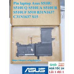 Pin Laptop Chính Hãng Asus S510U S510UQ S510UA S510UR S510UF - Pin 42w B31N1637 C31N1637 Đen, Bảo Hành Đổi Mới 100%