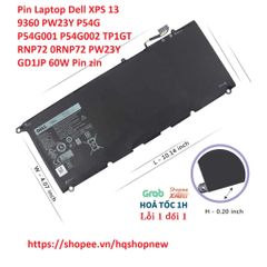 Pin Laptop Dell XPS 13 9360 PW23Y 60W - Phụ Kiện Chính Hãng, Pin Zin P54G001 P54G002, Thời Gian Sử Dụng Lâu, Khả Năng Tiết Kiệm Pin Tối Đa