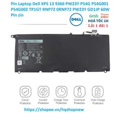 Pin Laptop Dell XPS 13 9360 PW23Y 60W - Phụ Kiện Chính Hãng, Pin Zin P54G001 P54G002, Thời Gian Sử Dụng Lâu, Khả Năng Tiết Kiệm Pin Tối Đa