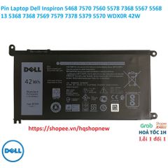 Pin Laptop Dell Inspiron WDX0R 42W Chính Hãng cho Model 5468, 7570, 7560, 5578, 7368 - Sạc Duy Trì Hiệu Suất Cao