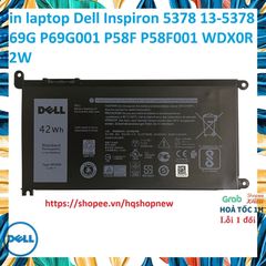 Pin Laptop Chính Hãng Dell Inspiron 5378, 13-5378, P69G, P69G001, P58F, P58F001 WDX0R 42W - Phụ Kiện Laptop Đen 100% mới