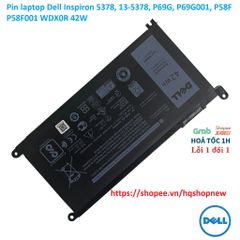 Pin Laptop Chính Hãng Dell Inspiron 5378, 13-5378, P69G, P69G001, P58F, P58F001 WDX0R 42W - Phụ Kiện Laptop Đen 100% mới