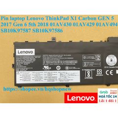 Pin Laptop Lenovo ThinkPad X1 Carbon Gen 5 2017/Gen 6 2018 - Dung Lượng 57Wh, Bảo Hành 5 Tháng, Chất Lượng Cao, Sản Phẩm Mới 100%