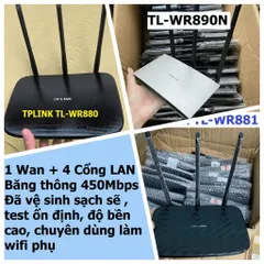 🔝 Bộ phát Wifi TPLink 3 râu XUYÊN TƯỜNG TL-WR880/TL-WR881/TL-890N Bộ phát wifi TPLink đã qua sử dụng, tốc độ 450Mbps tả