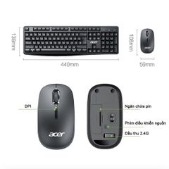 Bàn Phím không dây và chuột Acer LK41 2.4G hoạt động yên tĩnh nhạy Cho Mọi Thiết Bị Máy Tính, Laptop làm văn phòng cô