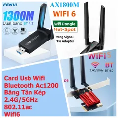🔝 Card mạng Card wifi Bluetooth Fenvi Wifi 5 Pci-e Không Dây Ac1200 Băng Tần Kép 2.4G/5GHz 802.11ac Cho máy tính