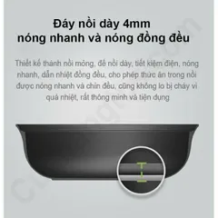 Nồi Lẩu 2 Ngăn 2 Vị Xiaomi Mijia 4L - Nồi Điện Induction Bền, Chống Dính, Dùng Được Nhiều Món - Hàng Chính Hãng