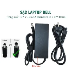 🔝 Sạc Laptop Dell 19.5V- 4.62A 90W / 19.5V- 3.34A 65W LOẠI TỐT -  Sạc dell chân kim to, chân kim nhỏ