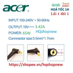 Sạc Laptop Acer Aspire 5 A515-41 A515-43 A515-51 A515-53 A515-53K A515-55T 19V - 3.42A  Chân to 5.5 x 1.7 mm PHỤ KIỆN LA