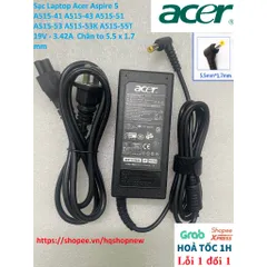 Sạc Laptop Acer Aspire 5 A515-41 A515-43 A515-51 A515-53 A515-53K A515-55T 19V - 3.42A  Chân to 5.5 x 1.7 mm PHỤ KIỆN LA