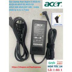 Sạc Laptop Acer Aspire 5 A515-41 A515-43 A515-51 A515-53 A515-53K A515-55T 19V - 3.42A  Chân to 5.5 x 1.7 mm PHỤ KIỆN LA
