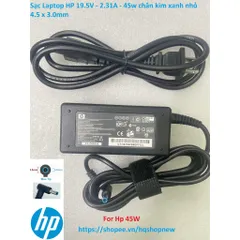 [Sạc zin] Sạc Laptop HP 19.5V - 2.31A - 45w chân kim xanh nhỏ 4.5 x 3.0mm PHỤ KIỆN LAPTOP