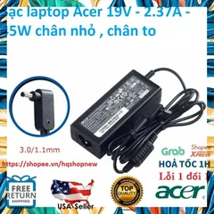 [Sạc zin] Sạc laptop Acer 19V - 2.37A - 45W chân nhỏ , chân to PHỤ KIỆN LAPTOP