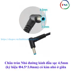 Sạc Laptop HP tốt 19.5V - 3.33A - 65W chân kim xanh nhỏ 4.5x3.0mm (Adapter HP tròn nhỏ ZIN) PHỤ KIỆN LAPTOP