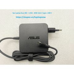 Sạc Laptop Asus 20V - 3.25A - 65W USB-C Chính Hãng, Phụ Kiện An Toàn Cho Laptop, Tiết Kiệm Điện, Đen