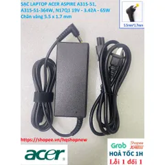 [Sạc zin] SẠC LAPTOP ACER ASPIRE A315-51, A315-51-364W, N17Q1 19V - 3.42A - 65W Chân vàng 5.5 x 1.7 mm PHỤ KIỆN LAPTOP