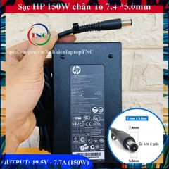Sạc Laptop HP 19.5V - 7.7A - 150W Chân Tròn To 7.4x5.0mm thay cho HP Workstation 8570W 8560W 8540W Zbook 15 PHỤ KIỆN LAP