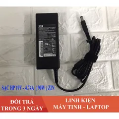 🔝 Sạc Laptop HP 19V - 4.74A (90W) Chân kim to dành cho HP 8460 8470 8560P 8570P, Tặng kèm dây nguồn