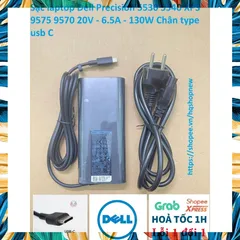 Sạc laptop Dell Precision 5530 5540 XPS 9575 9570 20V - 6.5A - 130W Chân type usb C PHỤ KIỆN LAPTOP
