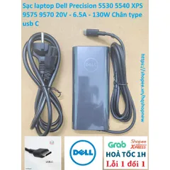 Sạc laptop Dell Precision 5530 5540 XPS 9575 9570 20V - 6.5A - 130W Chân type usb C PHỤ KIỆN LAPTOP