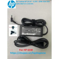 [Sạc zin] Sạc Laptop HP 19.5V - 3.33A - 65W chân kim xanh nhỏ 4.5 x 3.0 mm PHỤ KIỆN LAPTOP