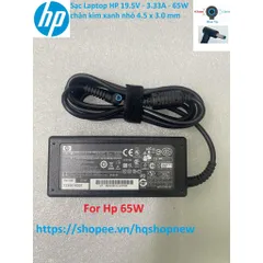 [Sạc zin] Sạc Laptop HP 19.5V - 3.33A - 65W chân kim xanh nhỏ 4.5 x 3.0 mm PHỤ KIỆN LAPTOP